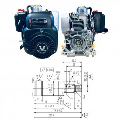Variklis ZONGSHEN NH150H 149cc 4,0AG, horizontalus velenas
